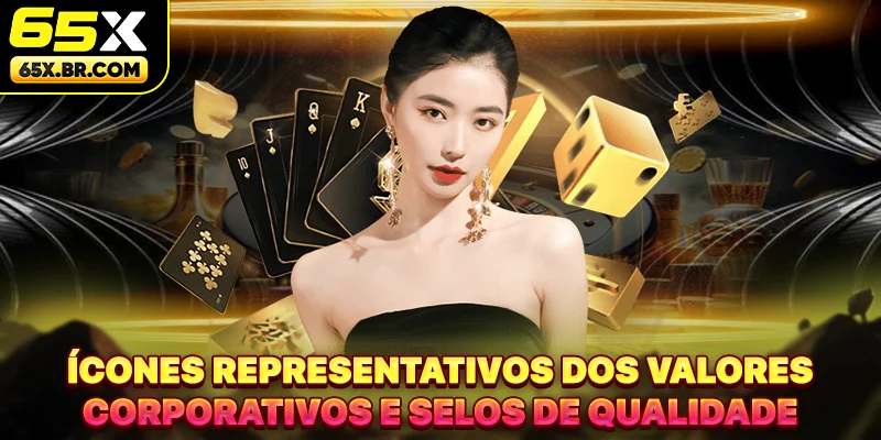 Ícones representativos dos valores corporativos e selos de qualidade